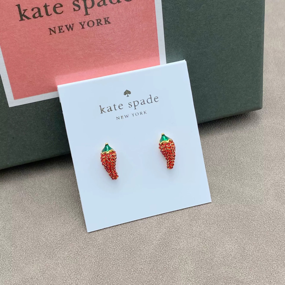 kate spade Enamel Full Diamond Red Chili Pepper Stud Earrings